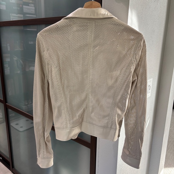 Blank NYC Moto Jacket - Beige/Cream Perforated Faux Leather Size XS - Picture 7 of 16